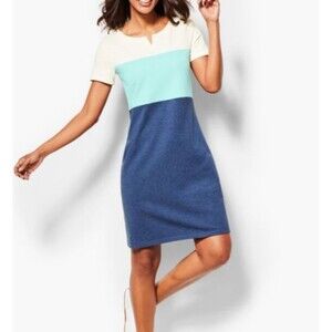 T by Talbots Women's French Terry Dress Colorblock Short Sleeve Plus Size 3X